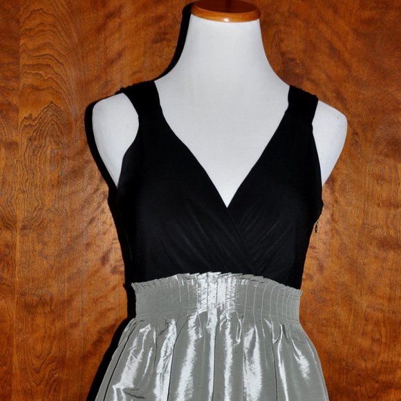 BCBG Black & Silver Knee Length Balloon Style Party Cocktail Dress  Size 2 - Picture 2 of 8